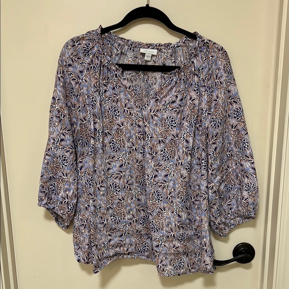 Purple V-Neck Flutter Sleeve Blouse